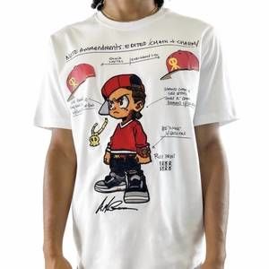 NEW DEKRYPTIC boondocks riley blueprints embroidered t shirt in white